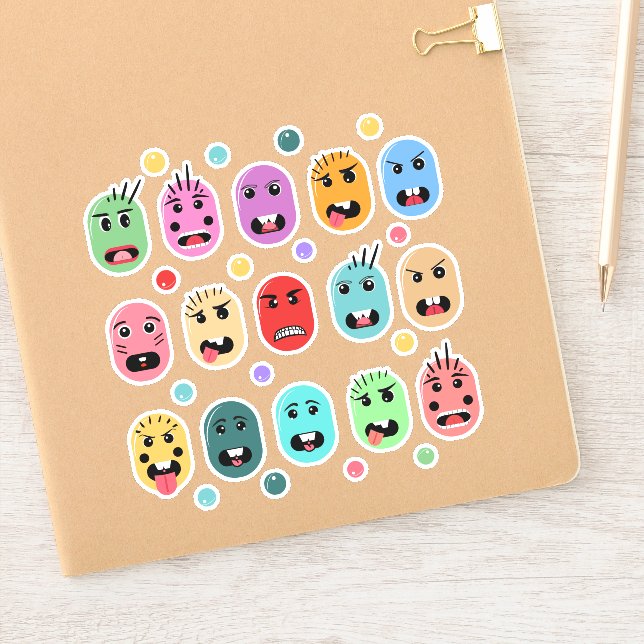 Emotionen Farbige Gesichter Aufkleber (Notizbuch)