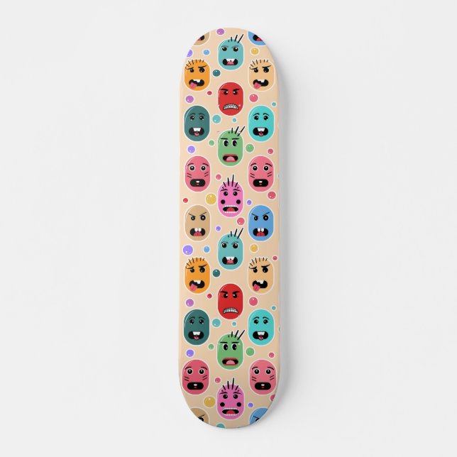 Emotionen Farbige Gesichter Skateboard (Vorne)