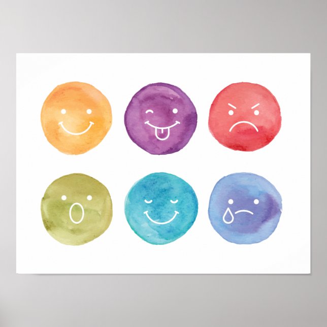 Emotionen Spielzimmer Kunst bunte Aquarellbilder Poster (Vorne)