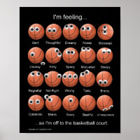 Émotions De Basket-Ball, Visages, Poster Drôle