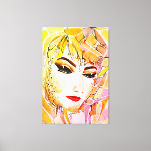Emotive Abstrakte Frau - Portrait "Goldene Tränen" Leinwanddruck