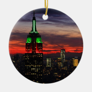 Emp St Gebäude - Weihnachtsfarben Sonnenuntergang  Keramik Ornament
