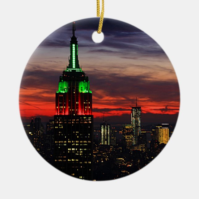 Emp St Gebäude - Weihnachtsfarben Sonnenuntergang  Keramik Ornament (Vorne)