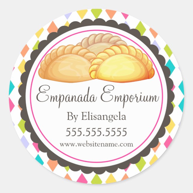 Empanada Umsatz Bäckerei Festivals Verpackung Sieg Runder Aufkleber (Vorderseite)