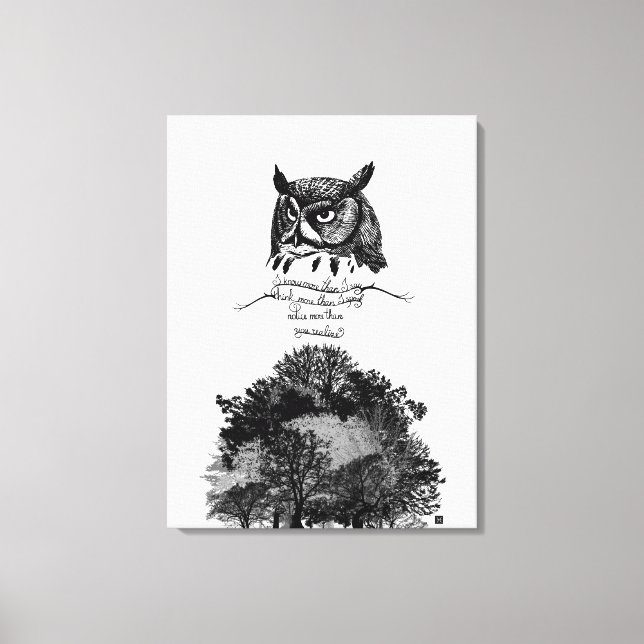 Empath Owl Weisheit einführen illustriertes Tinten Leinwanddruck (Vorderseite)