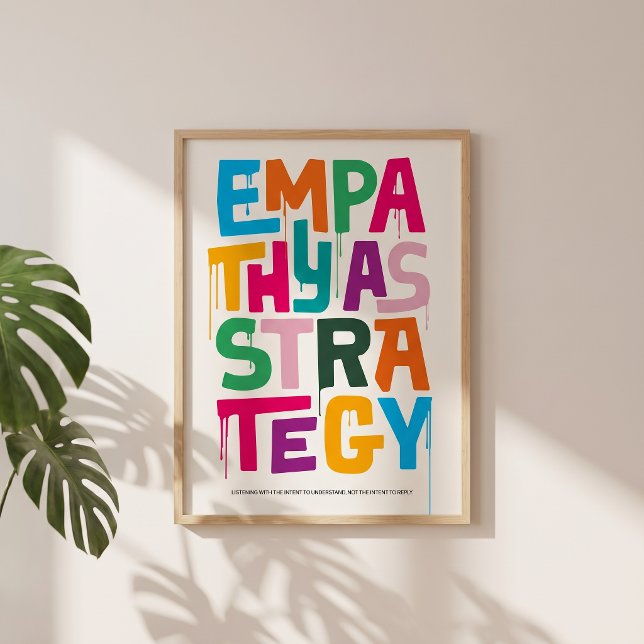 Empathie als Strategie - Typografie Druck | Wandku Poster (Bold color, clear message about empathy.)