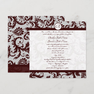 Empereur Chocolat Brown Mariage damassé Invitation
