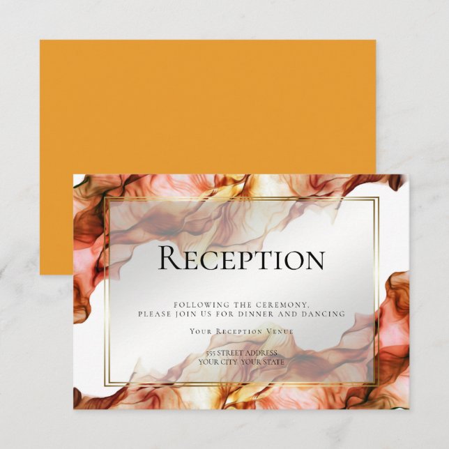 EMPFANG | Abstrakte Aquarellfarben Herbstfarben 2 Einladung (Vorne/Hinten)