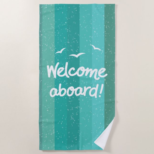 Empfang an Bord des Nautical Blue Striping Decks Strandtuch (Vorderseite)