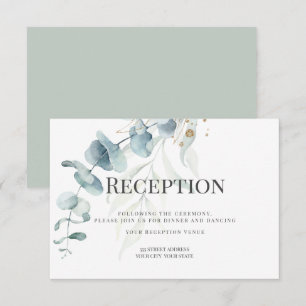 Empfang Aquarell Staubige Rose Floral Gold Encl Begleitkarte