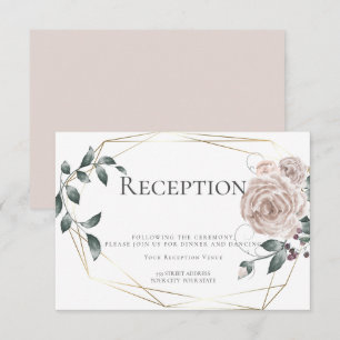 Empfang Aquarell Staubige Rosenblüten Gold Begleitkarte
