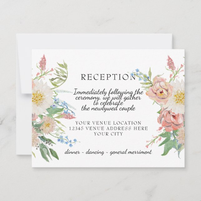 Empfang Aquarellfarben Pastellfarben Rosa RSVP Karte (Vorderseite)