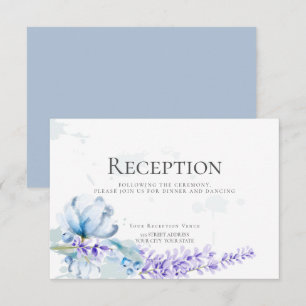 EMPFANG   Aquarelllavender - Dusty Blue Floral Einladung
