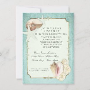 Empfang Beach Seashore Muscheln Ocean Imitats Gold Einladung