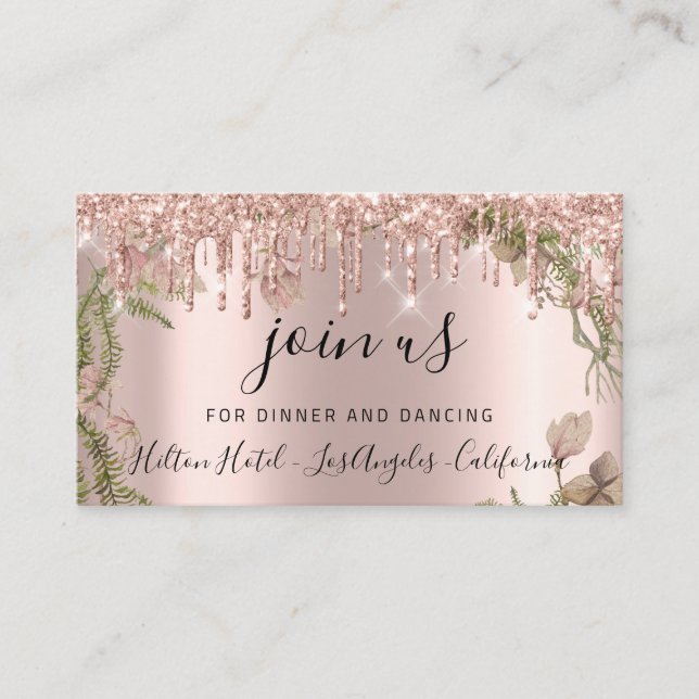 Empfang Card Hochzeit Bridal Rose Tropfen Visitenkarte (Vorderseite)