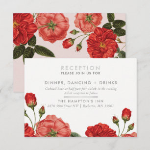 EMPFANG CARD Vintage rote Rosen Blumenstrauß Einladung