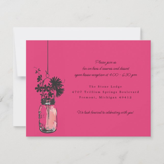 Empfang Card Wilde Blume & Mason Jar Einladung (Vorderseite)