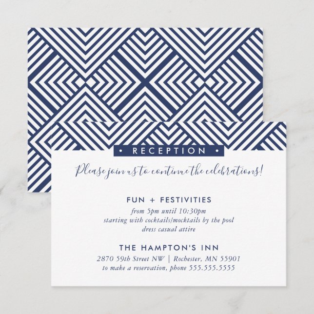 EMPFANG DETAILS INSERT Modernes geo einfaches Must Einladung (Vorne/Hinten)