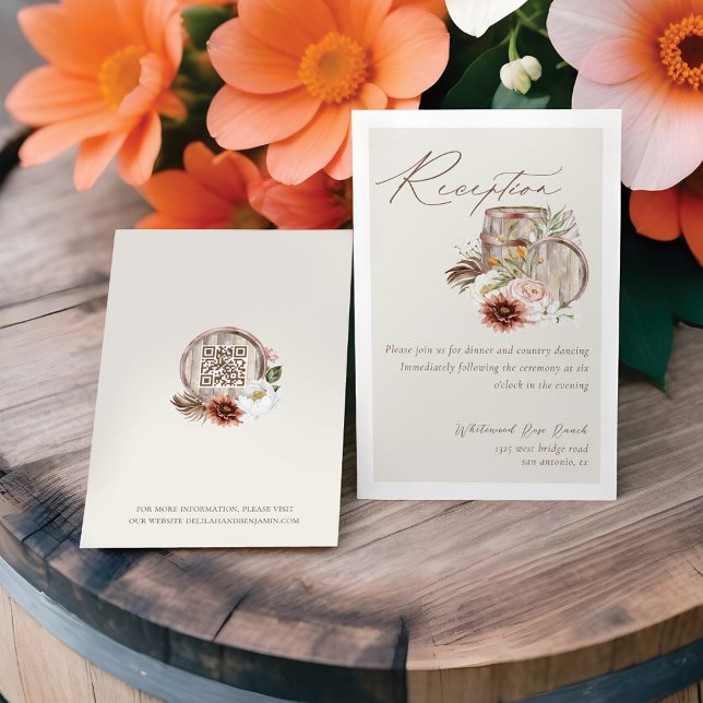Empfang Floral Barrels Western Country Wedding Begleitkarte (Von Creator hochgeladen)