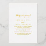Empfang für moderne Kalligrafie Folieneinladung<br><div class="desc">Diese moderne Kalligrafie-Empfang-Folie lädt zu einem rustikalen Party im Jugendstil ein. Das schlichte und elegante Design zeichnet sich durch klassische und extravagante Schriftzeichen in Goldfolie aus.</div>
