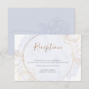 Empfang Gilded Rose Dusty Blue Watercolor Einladung