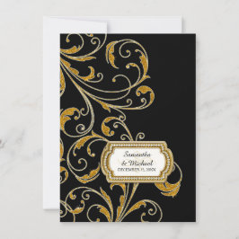 Empfang Glam Old Hollywood Regency Black Krawatte Einladung