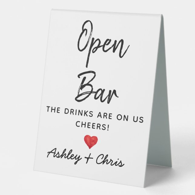 Empfang Hochzeit Open Bar Drinks sind auf unserem  Tischaufsteller (Vorderseite)
