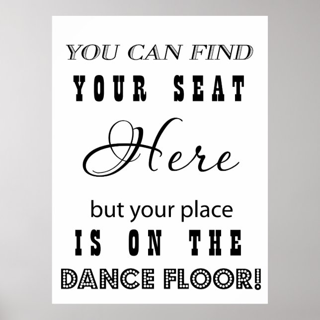 Empfang Hochzeit Sign Sitzplatz und Tanz Poster (Vorne)