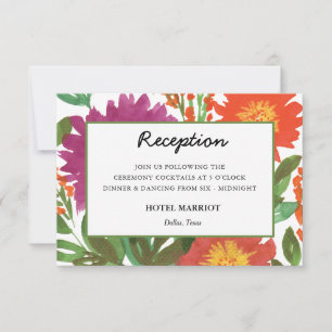 Empfang-Karte für die Blume von Aquarellen Einladung