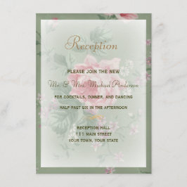 Empfang-Karte für die Hochzeit von Grün und Rosa Begleitkarte
