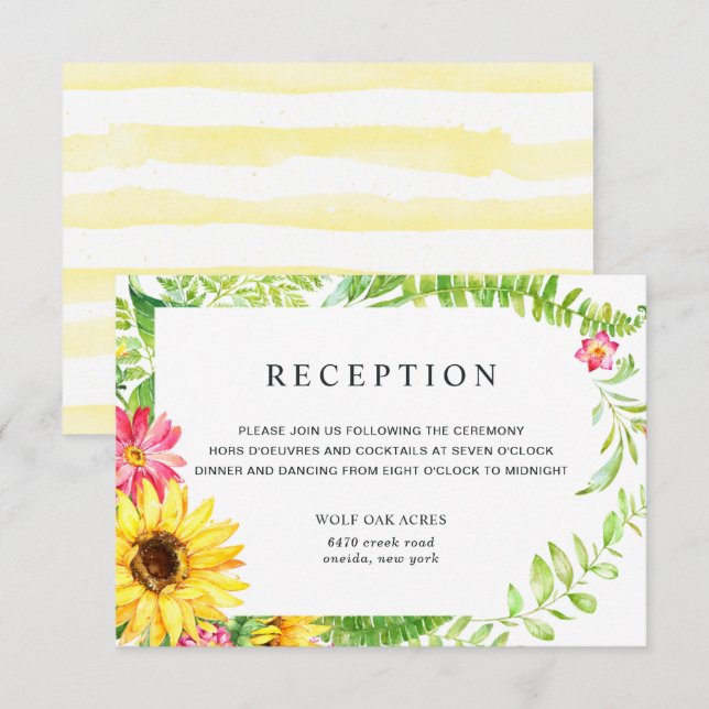 Empfang-Karte für eine Sonnenblumenhochzeit Einladung (Vorne/Hinten)
