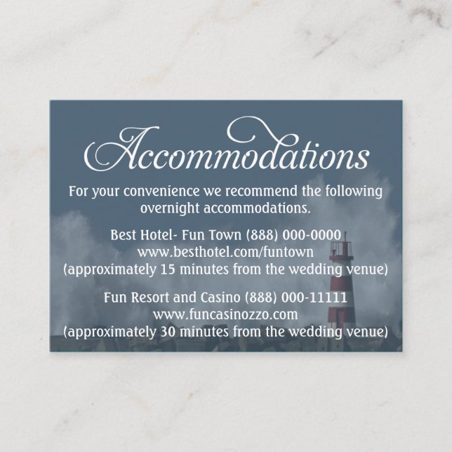 Empfang-Karten für Leuchtturmunterkünfte Begleitkarte (Vorderseite)