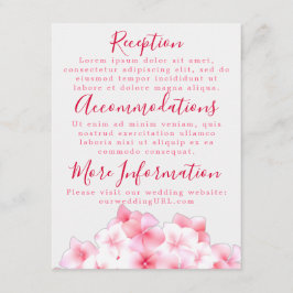 Empfang-Karten für Wasserfarben - Rosa Hydrangea Begleitkarte