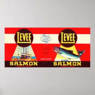 Empfang-Marken-Lachs-Aufkleber Seattle, WA Poster