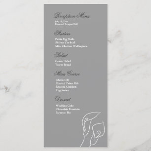 Empfang Menu White & Silver Calla Lilies Menükarte