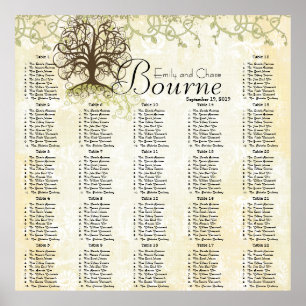 Empfang mit braunem und grünem Swirl Poster