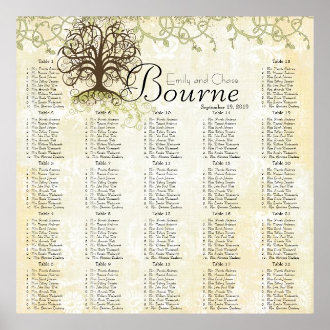 Empfang mit braunem und grünem Swirl Poster (Vorne)