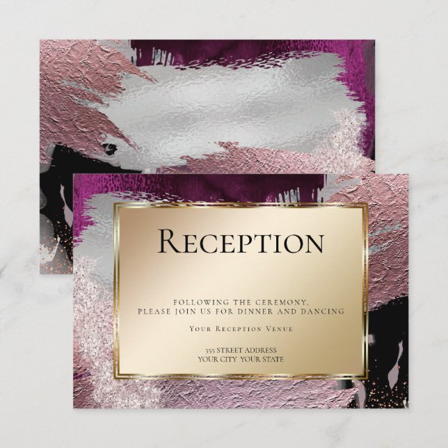 Empfang | Moderne Imitate Metallische Goldschmiede Einladung (Vorne/Hinten)