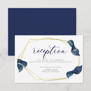 EMPFANG   Modernes Deep Indigo Blue und Gold Einladung