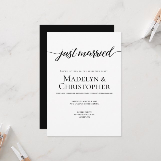 Empfang nur Hochzeitsschrift Nur verheiratet Einladung (Vorderseite/Rückseite Beispiel)