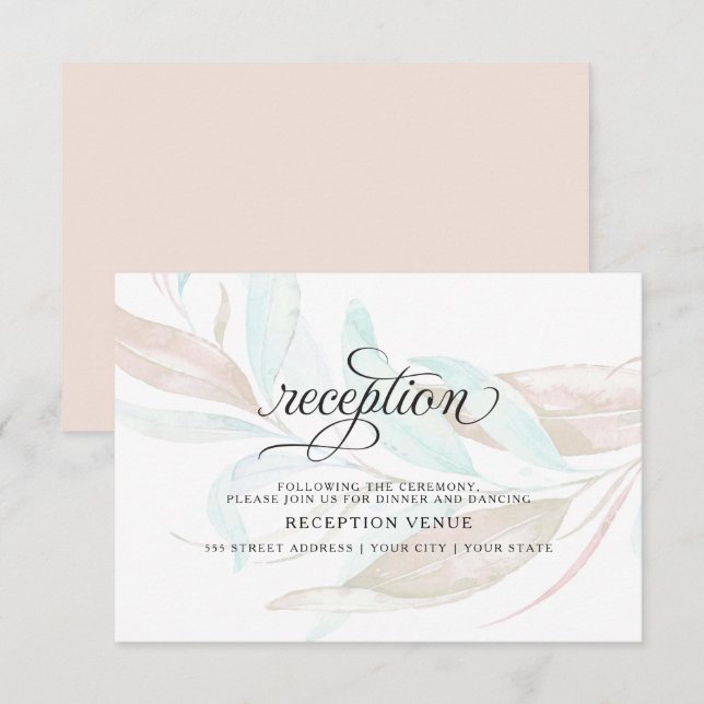 EMPFANG | Pastel Coral Aqua Aqua Aqua Einladung (Vorne/Hinten)