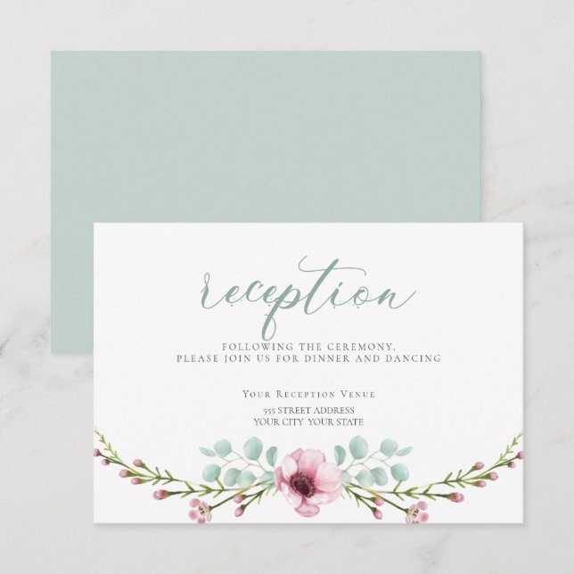 EMPFANG | Pink Anemone Blume und Folien Einladung (Vorne/Hinten)