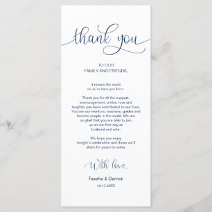Empfang Place Setting Vielen Dank, Navy Blue Cards Programm