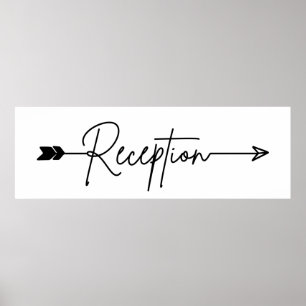 Empfang Richtungsschild, Hochzeitspfeilschild rech Poster