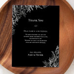 Empfang Schwarz-Weiß-Grün Danke Karte<br><div class="desc">Dieser Black and White Greenery Empfang Dankeschön Card Design bietet eine klassische Kombination aus schlichter minimalistischer Typografie mit einer neutralen Schwarz-Weiß-Story und schicken Linien-Kunstgrün. Die Moody-Blatt-Silhouette-Verzierungen sind kunstvoll arrangiert, um eine schöne fließende Form zu schaffen, die von den polierten geometrischen Elementen Set, bietet eine schöne Sammlung für den Anzug eine...</div>