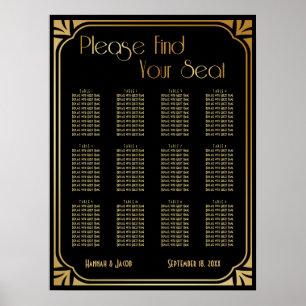 Empfang-Seekarte für Schwarz und Gold Art Deco Poster
