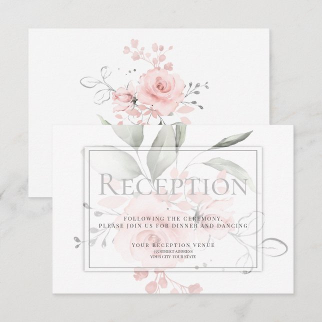 Empfang | Spring Pink Sweetheart Rose Einladung (Vorne/Hinten)