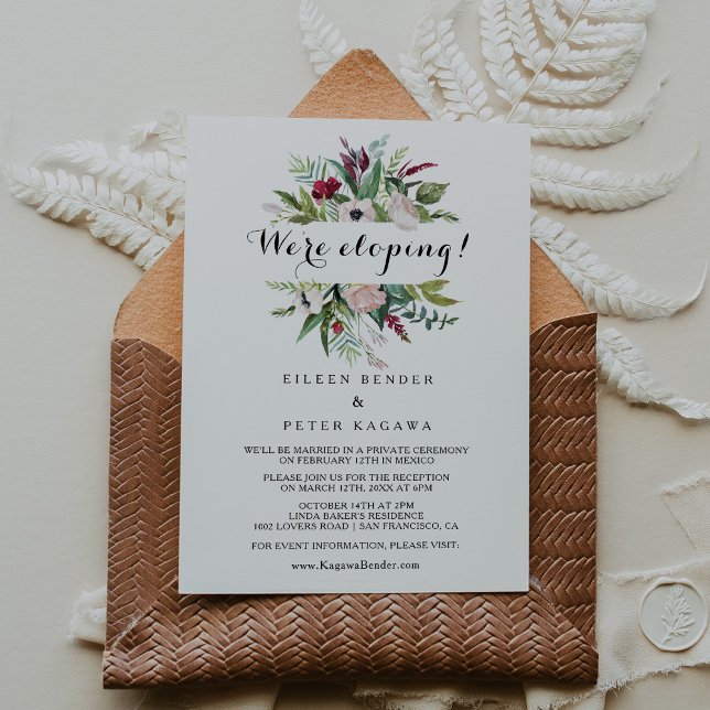 Empfang Tropical Floral and Greenery Elopement Einladung (Von Creator hochgeladen)