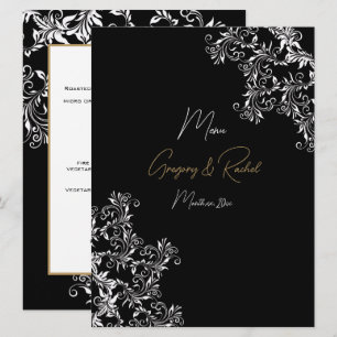 Empfang von Gold und Black Wedding Menükarte