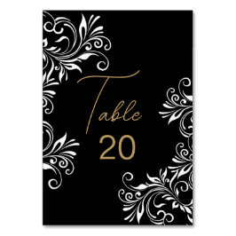 Empfang von Gold und Black Wedding Tischnummer